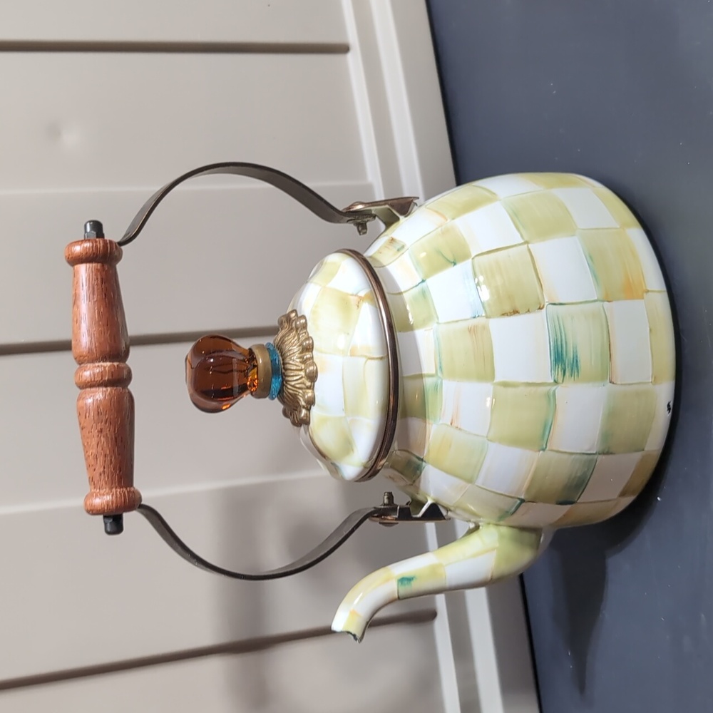 Mackenzie Childs Parchment Check Tea Kettle